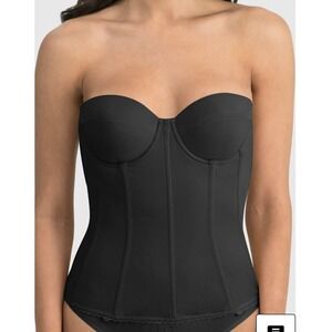 Dominique Brianna Low Back Convertible Strapless Corset Bra 8980 Black 48D NEW